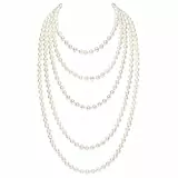 BABEYOND Modische Imitation Perlen Kette Flapper Art Deco Gatsby Kostüm Accessoires Lange Perle Halskette 2pcs Weiß