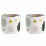 BUTLERS Blumentopf Seventies 2er-Set Steingut Mehrfarbig Ø 17cm | Übertopf für Kräuter & Pflanzen, Pflanzentopf für innen, Blumenübertopf für Balkon | Dekoration Fensterbank Deko Wohnzimmer