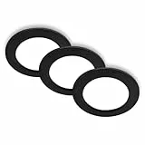 BRILONER - 3er Set LED Einbaustrahler 230V flach, neutralweißes Licht, je 6W 660lm, LED Spot, Deckenspots, Spots 230V, Einbauleuchten, Einbauspots, Deckenstrahler, 12 x 2,8 cm (DxH), Schwarz