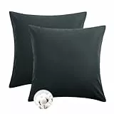Aisbo Kissenbezug 80x80 Baumwolle 2er Set - weiche Kopfkissenbezug 80 x 80 Anthrazit mit Reißverschluss, 80x80cm Grau Pillow Cover Pillowcase