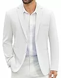 COOFANDY Anzugjacke Herren Leichte Freizeit Sakko Elegante Hochzeit Business Blazer Weiss L