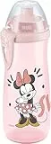 NUK Sports Cup Kinder Trinkflasche | 24+ Monate | auslaufsichere Push-Pull-Tülle | Clip und Schutzkappe | BPA-frei | 450 ml | Disney Minnie Maus (rosa)