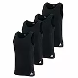 adidas Herren Unterhemd Tank Top Baumwolle Sportswear 4er Pack, Farbe:Black, Bekleidungsgröße:XL
