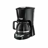 Russell Hobbs Kaffeemaschine [Digitaler Timer, Brausekopf für optimale Extraktion&Aroma] Textures+ (max 10 Tassen, 1,25l Glaskanne, Warmhalteplatte, Tropf-Stopp) Filterkaffeemaschine 22620-56, Schwarz