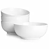 DOWAN Große Suppenschüsseln, 1100 ml Müslischalen, weiße Servierschalen, Φ18 cm, stapelbare Keramikschalen für Küche, Pastaschüssel-Set, 4 Packungen splitterfeste Keramik