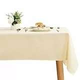 JIUZHEN Champagner Tischdecke Abwaschbar Tischdecken Leinenoptik für Esszimmer, Garten, Outdoor,Hochzeiten Wasserabweisend Tischtuch Eckig 135X220 cm