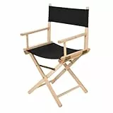 Klappbarer Regiestuhl aus Buchenholz – Regiesessel mit Rückenlehne & schwarzem Bezug, ergonomisch & platzsparend, Holzstuhl bis 120 kg, für Balkon, Garten, Camping, Innen & Außen