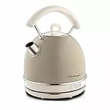 Ariete Vintage Wasserkocher 2877, Retro Elektrischer Wasserkocher mit Sichtbarem Wasserstand, Kabelloser 360°-Sockel, Auto-Abschaltung, Ergonomischer Griff, 1,7 L, Edelstahl, 2000W, Beige