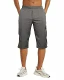 NANAMEEI Herren 3/4 Hose Cargo Shorts Dreiviertel Hose Herren Kurze Hosen Trekking Shorts für Männer Stretch DunkelGrau M