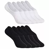 YOUCHAN 10 Paar Sneaker Socken für Damen & Herren Füßlinge Unsichtbar Atmungsaktiv Footies 43-46 Weiß-Schwarz