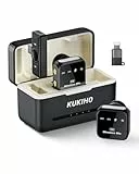 KUKIHO Kabelloses Lavalier Mikrofon mit Ladekoffer, 80h Akkulaufzeit, Rauschunterdrückung, 50m Reichweite, Plug-Play Ansteckmikrofon für iPhone/iPad/Android/PC, YouTube, Vlog, Live-Streaming