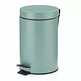 kela Kosmetikeimer grün 3l, Metall Tretmülleimer Badezimmer, Badmülleimer mit Inneneimer und Tragehenkel, MONACO, jadegrün matt