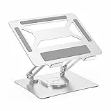 BoYata Laptopständer für Schreibtisch, Verstellbarer Computerständer mit 360° Drehbarer Basis, Ergonomischer Faltbarer Laptop Riser Halter Kompatibel mit MacBook Pro/Air, Laptops bis 17 Zoll-Silber
