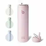 BOTTLE BOTTLE Isolierte Edelstahl Trinkflasche 750 ml mit Strohhalm, Deckel & Griff – Auslaufsicher, BPA-frei, Doppelwandig - Ideale Wasserflasche für Sport, Reisen & Fitness (Pink)