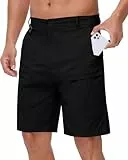 NANAMEEI Kurze Hosen Herren Sommer Cargo Bermuda Sporthose Outdoor Trekking Wandershorts,Schwarz,L