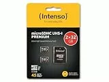 Intenso Premium micro SD Karte 32 GB microSDHC – 2x32 GB Doppelpack, Class 10, UHS-I, bis zu 90 MB/s, inkl. SD-Adapter, schwarz