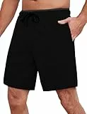 Wayleb Shorts Herren Baumwolle Sporthose Kurze Jogginghose Sommer Hose Atmungsaktiv Laufhose Leicht Freizeithose Bequem Schlafhose mit Seitentaschen, Schwarz S