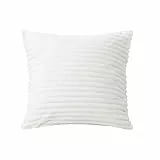 ZTYROLJ Cord Kissenbezug 80x80cm, Weiß Gestreiftes Kissenhülle, Schlafzimmer Weiche Dekorative Kissenbezüge, Zierkissenbezüge für Wohnzimmer Sofa