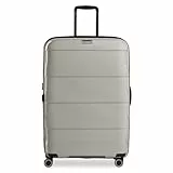 Stratic Straw + Hartschalen-Koffer Trolley Koffer groß Reisekoffer, nachhaltig, 4 Rollen, erweiterbar, TSA-Schloss (Größe L, beige)