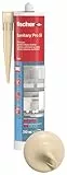 Fischer Sanitärsilikon DSSA BG, Silikon zum Abdichten & Verfugen im Sanitär- und Küchenbereich, Kartusche für zahlreiche Anwendungen und Baustoffe, 310 ml, beige, Bahama-beige
