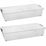 Sustania Unterbett-Aufbewahrungsboxen 2er Set mit Rollen & geteiltem Deckel, Maße: 78x38x16 cm, Unterbettbox 32L, Unterbettkommode Made in EU