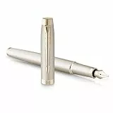 Parker IM Monochrome Füllfederhalter | blaue Tinte | Oberfläche und Zierteile in Champagnerfarben | feine Spitze | Geschenkbox