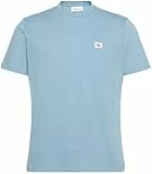 Calvin Klein Herren T-Shirt Kurzarm Badge Jersey Classic Tee aus Baumwolle, Blau (Smoke Blue), L
