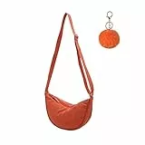 Crossbody Bag Damen Halbmond Crossbody Schultertasche, Hobo UmhäNgetasche Damen Handtasche, Einfarbige Canvas Tasche Kleine Segeltuchtasche Y2k Fashion Handtaschen FüR Frauen (Orange)