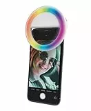 DigiPower RGB Selfie Handy Ringlicht, 36 LED 3 Helligkeitsstufen, USB wiederaufladbare Ringleuchte, für Smartphones, Live- Streaming, Make-Up, YouTube, TikTok und Vlogging, weiß, DP-VRL1RGB