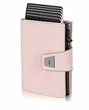 Marc Peter® Geldbörse Herren Leder, Portmonee Herren mit Münzfach & RFID Schutz, Slim Pop-up Kartenetui, Geldbeutel Herrens für 9-11 Karten ID-Fenster Geldscheinfach Smart Wallet for Men Rosa