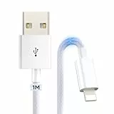 Zestiq USB A auf Lightning Kabel 1M, Auto Apple CarPlay Kabel, [MFi Certified] USB iPhone Ladekabel Nylon Geflochten Kompatibel mit iPhone 14 Pro/14 Plus/14/13/12/11/SE/X/XS/XR/8, iPad, iPod