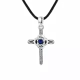 ZIPPICE Kreuz Kette für Damen Keltisches Kreuz Halskette 925 Sterling Silber Keltisches Kreuz Anhänger Christian Jesus Halskette Vintage Schmuck für Frauen Herren Männer (Cubic Zirconia)