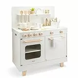 Woet® Holzspielzeug Spielküche mit Geschirrspüler für Kinder – Küchenspielzeug mit Backofen, Spüle und 23 Zubehörteilen – Spielküche Weiß – Ab 3 Jahren – Geschenk für Mädchen und Jungen