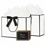 BBLIKE Geschenktüten 2 Stück Papiertüten mit Schleifenbändern + 2 Grußkarten + 4 Taschentüchern, Geschenktaschen mit Henkel Partytüten Bodenbeutel Kreuzbodenbeutel für Geburtstag Hochzeit Feier Party