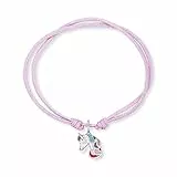 Herzengel Mädchen Kinder Armband aus rosa Nylon und einem Einhorn Anhänger aus rosa Emaille - Ösenverschluss - längenverstellbar - nickelfrei