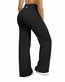 OQQ Damen Leggings Schlaghose Hohe Taille Elastische Flared Freizeit Yoga Leggings für Damen Schwarz Länger