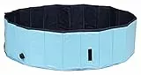 TRIXIE Hundepool 70 × 12 cm in blau/grau- faltbares Hundeplanschbecken mit rutschfestem Boden & robuster Wandkonstruktion ohne Aufpumpen -39480