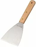 FMprofessional Spachtel Holzgriff 10 cm, hochwertiger Wender, Heber mit ergonomischem Griff aus Holz, vielseitiger Grillwender, Schaber mit Funktionsteil aus Edelstahll (Farbe: Silber/Braun)