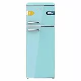 Cecotec Retro-Kühlschrank mit 2 Türen, 215 L Bolero CoolMarket 2D Origin 215 Blue E. Höhe 148,2 cm und Breite 55,2 cm, LED, Chromgriff, Glasregale, Temperaturregelung, Blau