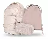 Baagl Schulrucksack Set Jungen Mädchen Teenager 3 Teilig, Skateboard Rucksack Skate MAX, Schultasche ab 3. Klasse, Grundschule Ranzen mit Brustgurt, Ergonomischer Schulranzen, 30 l (Creamy)