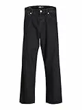 JACK & JONES Herren Jeans Schwarz Baggy Fit Alex ORIGINAL SBD 306 – Stonewashed Denim mit Knopfleiste und weiter Passform