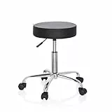 hjh OFFICE 729410 Bürohocker Operator II Kunstleder Schwarz Hocker höhenverstellbar mit Rollen