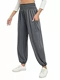 Famulily Harem Hosen für Frauen Baggy Yoga Hosen Sommer Casual Sweatpants Damen Lange Hosen Dunkelgrau M