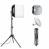 RALENO Softbox Fotografie Beleuchtungsset, 40 x 40cm, LED Fotografie Studio Licht mit 50W 5500K LED Leuchtmittel, 97 CRI Lichtbox (Schwarzer Rand)