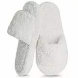 HYSENM Damen Hausschuhe Warme Faux Pelz Slippers Weiche Flache Plüsch Pantoffeln Winter Flauschige Schlappen für Damen Rutschfeste Outdoor/Indoor Offene Hausschuhe