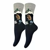 Alpen Socken Damen & Herren – Landhausstil Strümpfe mit alpinem Motiv – Berg Natur & Hüttenflair – weiche Baumwollsocken Trachtensocken – Wanderer Bergliebhaber (39-42, Dunkelblau, Murmeltier)