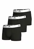 adidas Herren Trunk (3PK) -Active Flex Cotton 4A1M02 Unterwäsche, 006 Black, S (3er Pack)