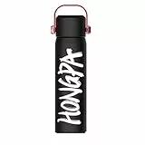 Thermosflasche Edelstahl 18/10, 500ml Doppelwandige Vakuumisolierte Thermoskanne, Hält kalte Getränke 24 Stunden und heiße Getränke 12 Stunden Auslaufsichere Trinkflasche für Sport, Fitness black