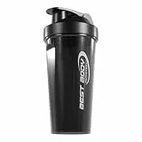 Best Body Nutrition Eiweiß Shaker schwarz – 600 ml Protein Shaker mit Sieb & Mess-Skala – auslaufsicher – spülmaschinengeeignet – BPA-frei – für klumpenfreie Proteinshakes