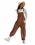 YESNO Lässiger Cord-Overall für Damen Verstellbare Träger Lockerer ärmelloser Harems-Latz-Overall für Damen mit Taschen S PCLDE Braun